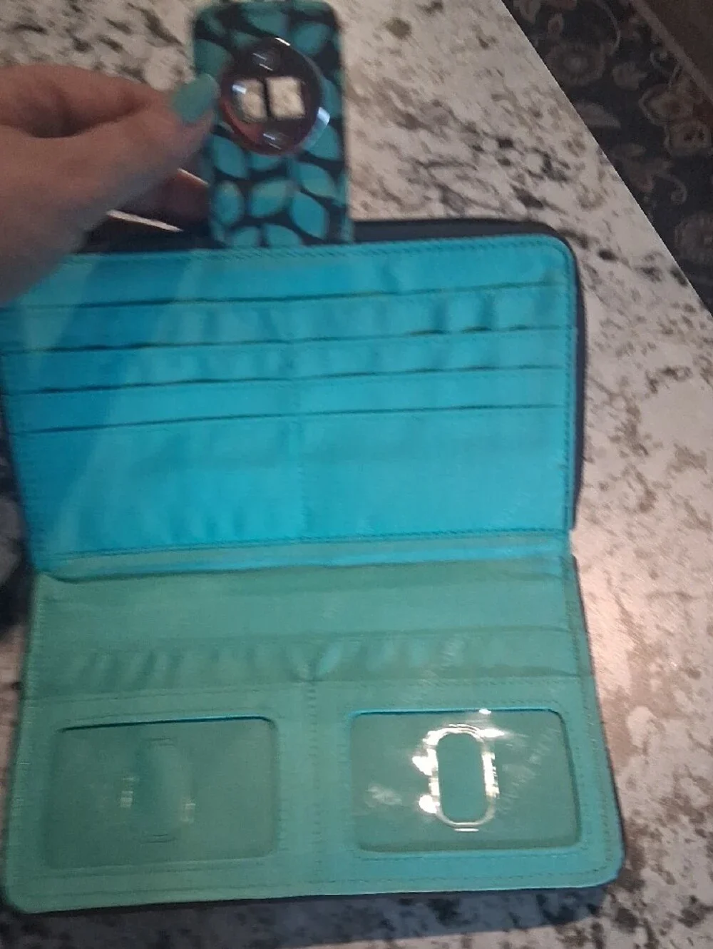 Vera Bradley Quilted Turnlock Wallet In Shower Vines